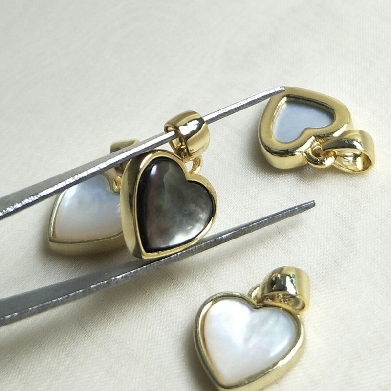 Simple Heart-Shaped Shell Pendant with 18k Gold Plating for DIY Jewelry Accessories