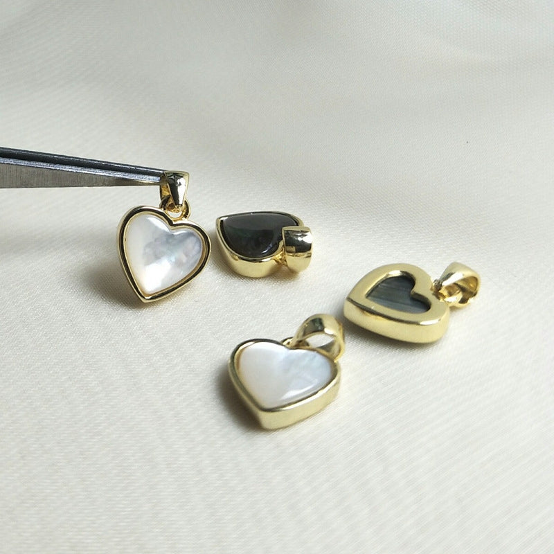 Simple Heart-Shaped Shell Pendant with 18k Gold Plating for DIY Jewelry Accessories