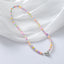 Bohemian Heart Shape Colorful Soft Clay Beaded Pendant Necklace with Magnetic Clasp