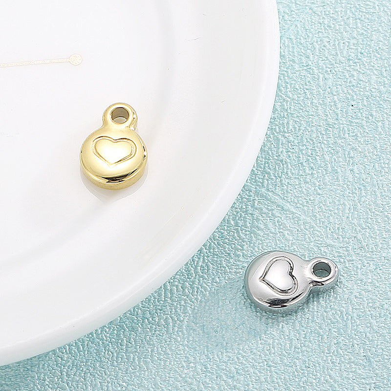 Heart Shape Stainless Steel Jewelry Accessories - Creative Gold Titanium Steel Love Pattern Necklace Earrings Pendant