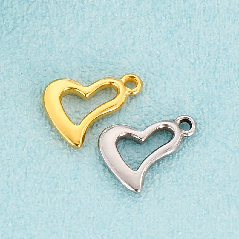 "Stainless Steel Heart-Shaped Openwork Pendant and Jewelry Accessories for DIY Necklaces and Earrings"