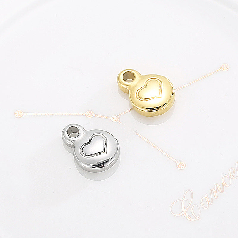 Heart Shape Stainless Steel Jewelry Accessories - Creative Gold Titanium Steel Love Pattern Necklace Earrings Pendant