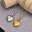 Stainless Steel Heart Locket Pendant Necklace with Paw Print Design