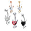 Heart Shape Titanium Steel Zircon Inlay Belly Ring - 5 Color Piercing Jewelry