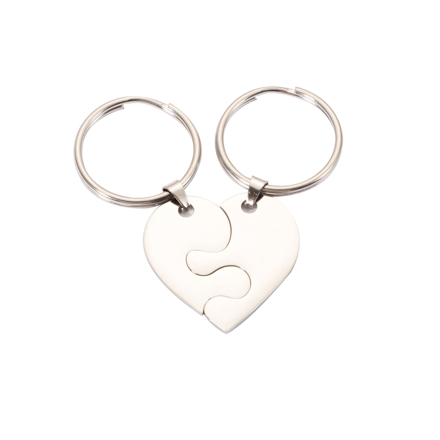 Simple Heart Puzzle Titanium Steel Keychain for Couples