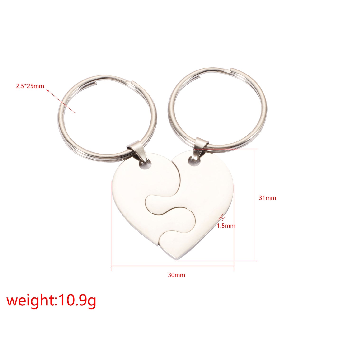 Simple Heart Puzzle Titanium Steel Keychain for Couples