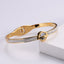 18K Gold Plated Stainless Steel Roman Numeral Bangle with Rhinestones