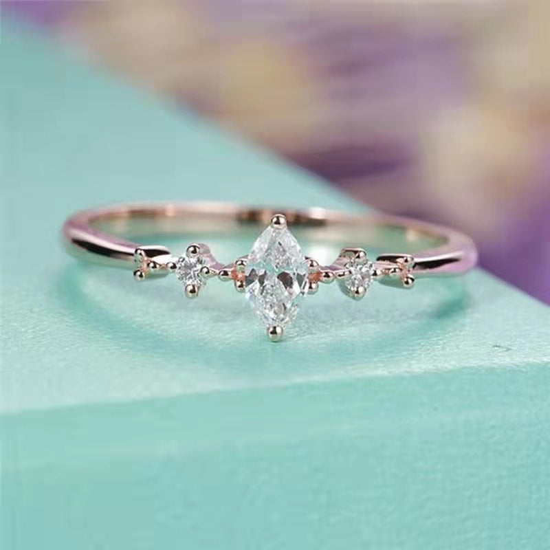 Simple Style Marquise Zircon Women's Ring