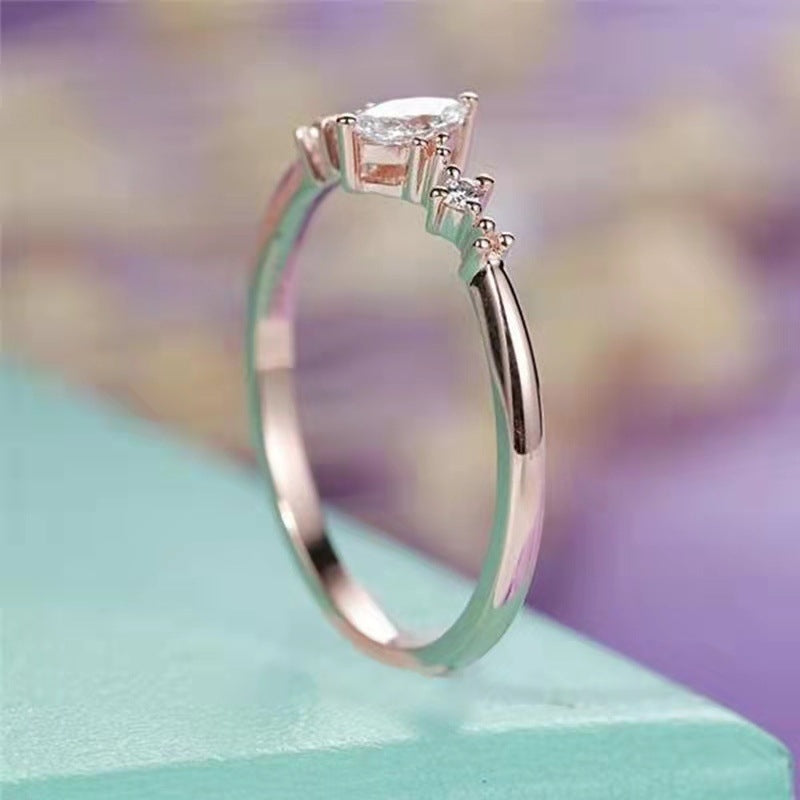 Simple Style Marquise Zircon Women's Ring