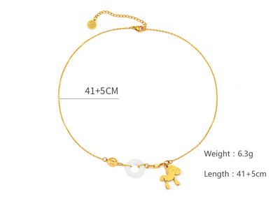 Titanium Steel Jade Inlay Horse Pendant Necklace - National Style Pony Safety Buckle Design