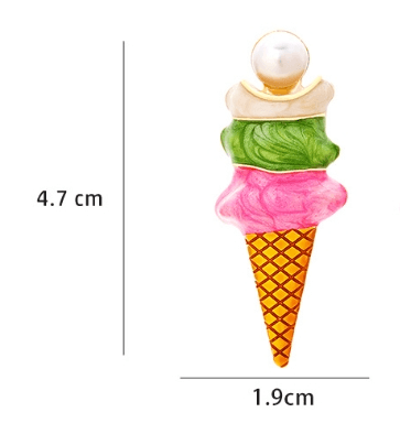 Simple Style Enamel Ice Cream Cone Earrings with Artificial Pearls for Women