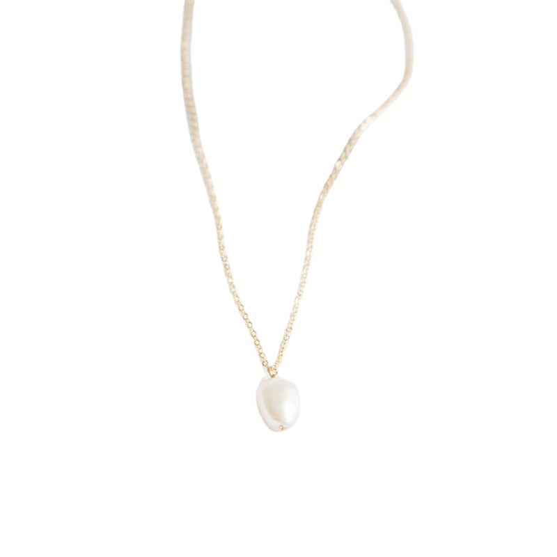 14k Gold Plated Baroque Freshwater Pearl Pendant Necklace