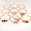 Simple Irregular Natural Stone Crystal Gold-Plated Bangle Bracelet