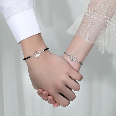 Korean Style Sterling Silver Feather Airplane Adjustable Couple Bracelets