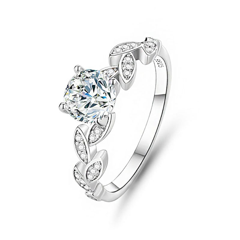 Simple Style Sterling Silver Moissanite Zircon Ring for Women and Men