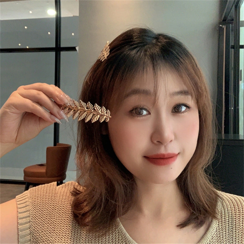 Simple Style Metal Leaf Hair Clip Accessory