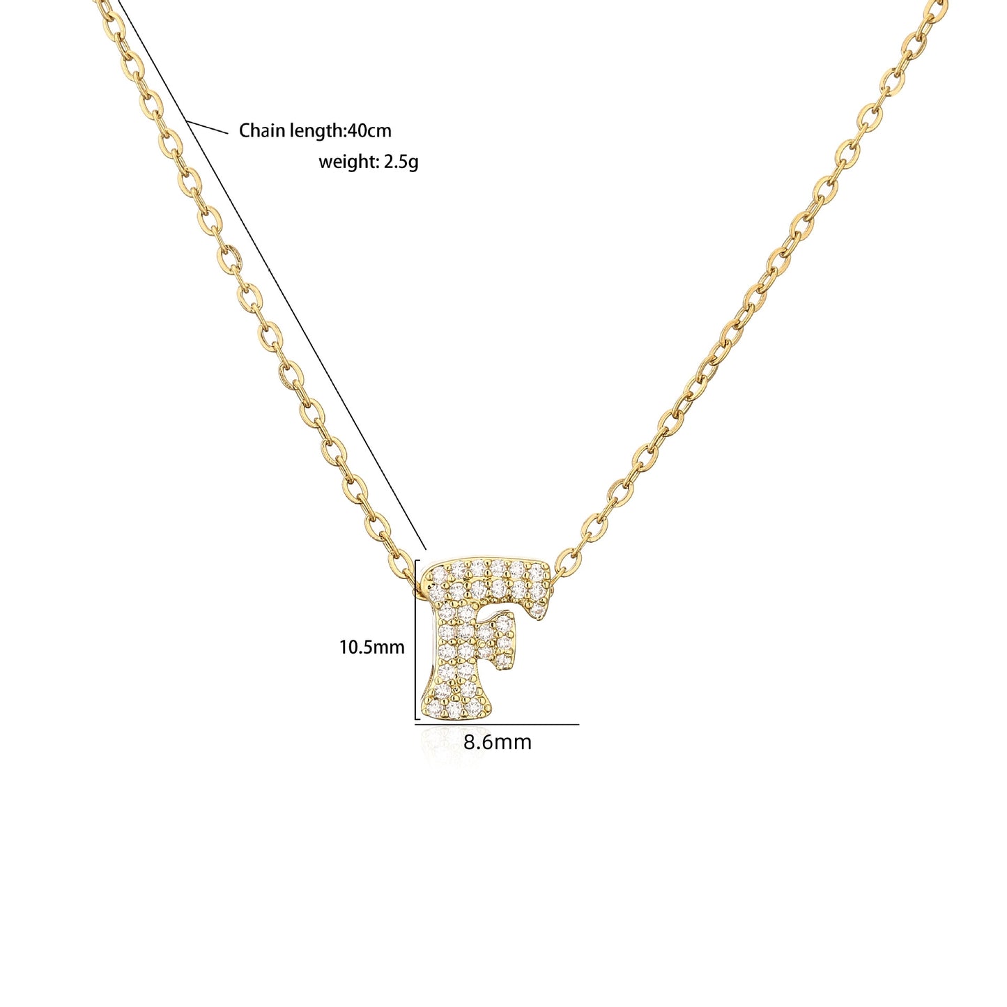 Simple Style 18K Gold Plated Copper Zircon Letter Pendant Necklace