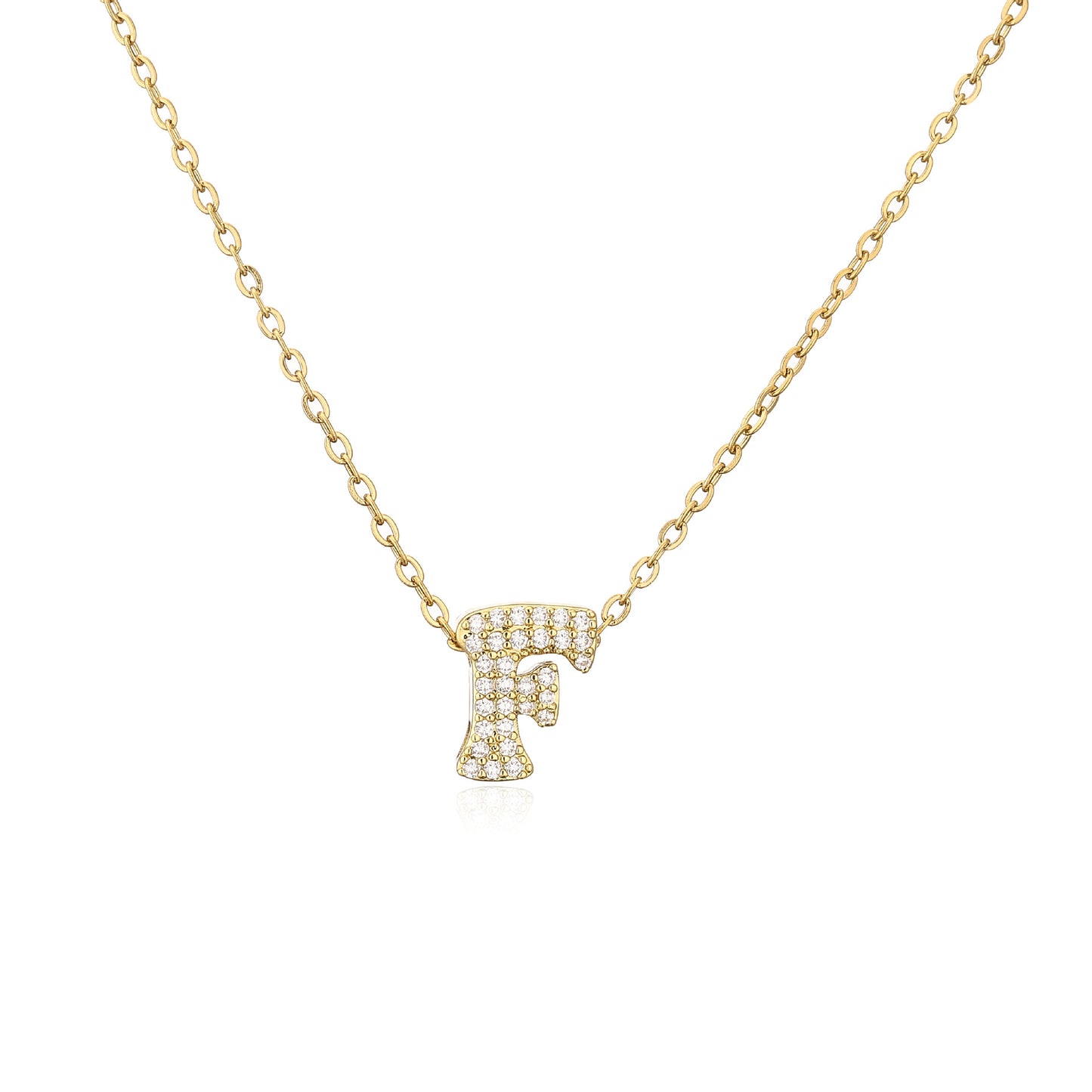 Simple Style 18K Gold Plated Copper Zircon Letter Pendant Necklace