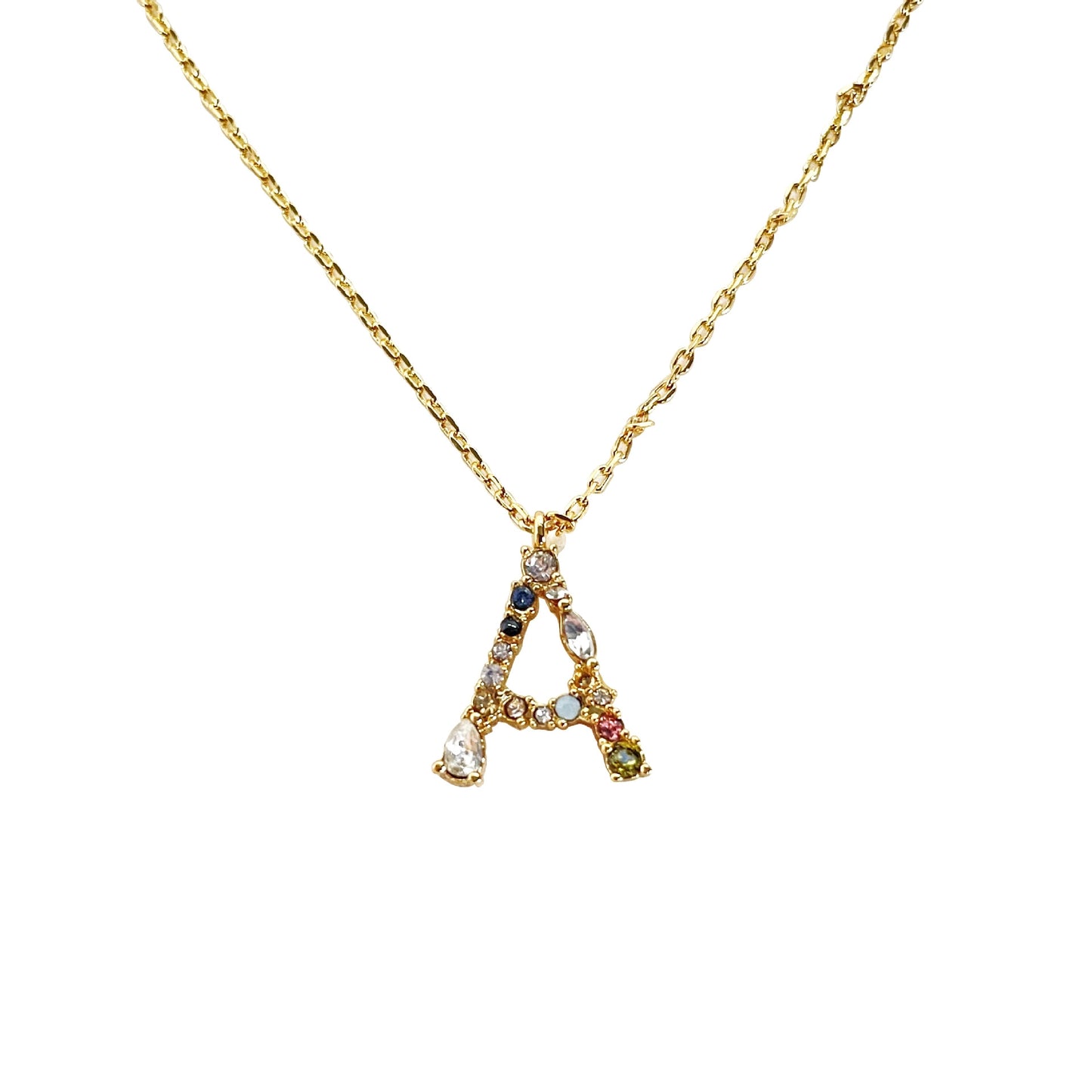 Simple Style 18k Gold Zircon Letter Pendant Necklace