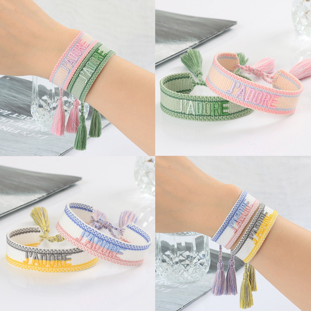 Simple Bohemian Multicolor Tassel Braided Women's Bracelet