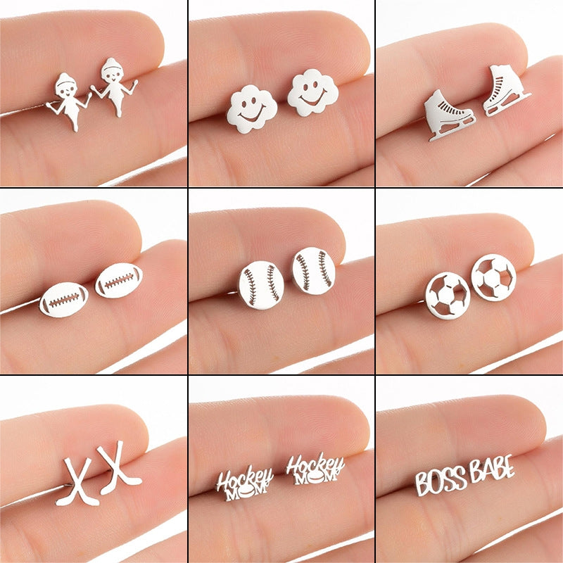 Simple Style Stainless Steel Letter Stud Earrings - Babygirl Angel Design