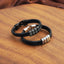 Simple Style Stainless Steel and Leather Braided Letter Bracelet for Men