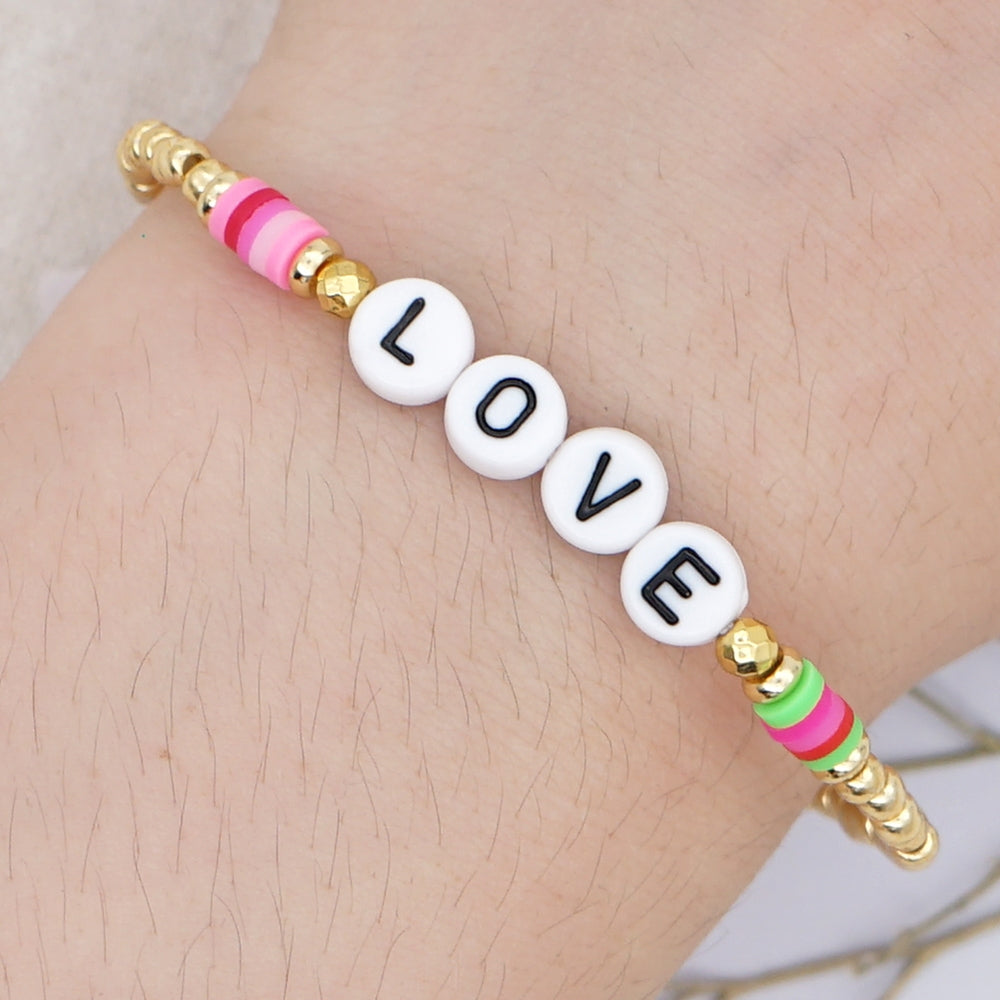 Bohemian Love Letter Stainless Steel and Colorful Beaded Bracelet