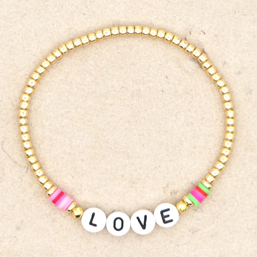 Bohemian Love Letter Stainless Steel and Colorful Beaded Bracelet