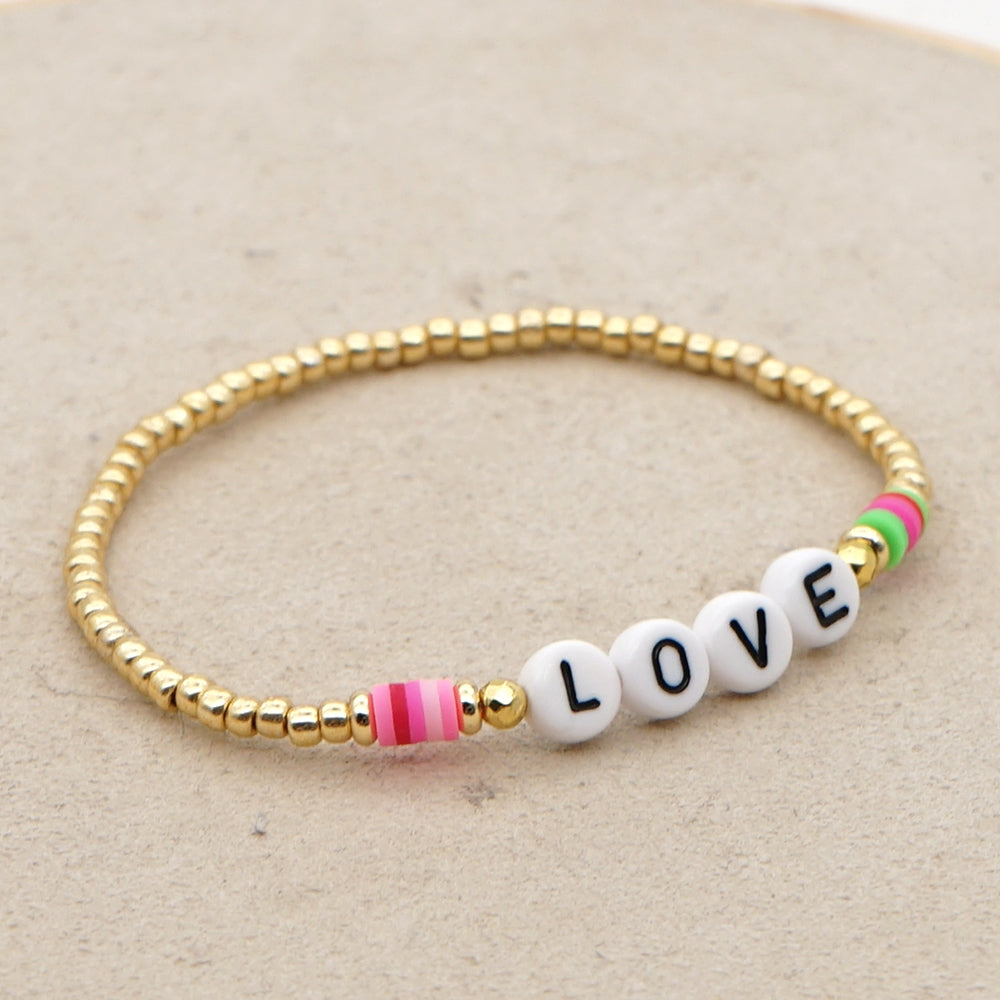 Bohemian Love Letter Stainless Steel and Colorful Beaded Bracelet