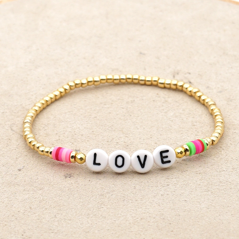 Bohemian Love Letter Stainless Steel and Colorful Beaded Bracelet