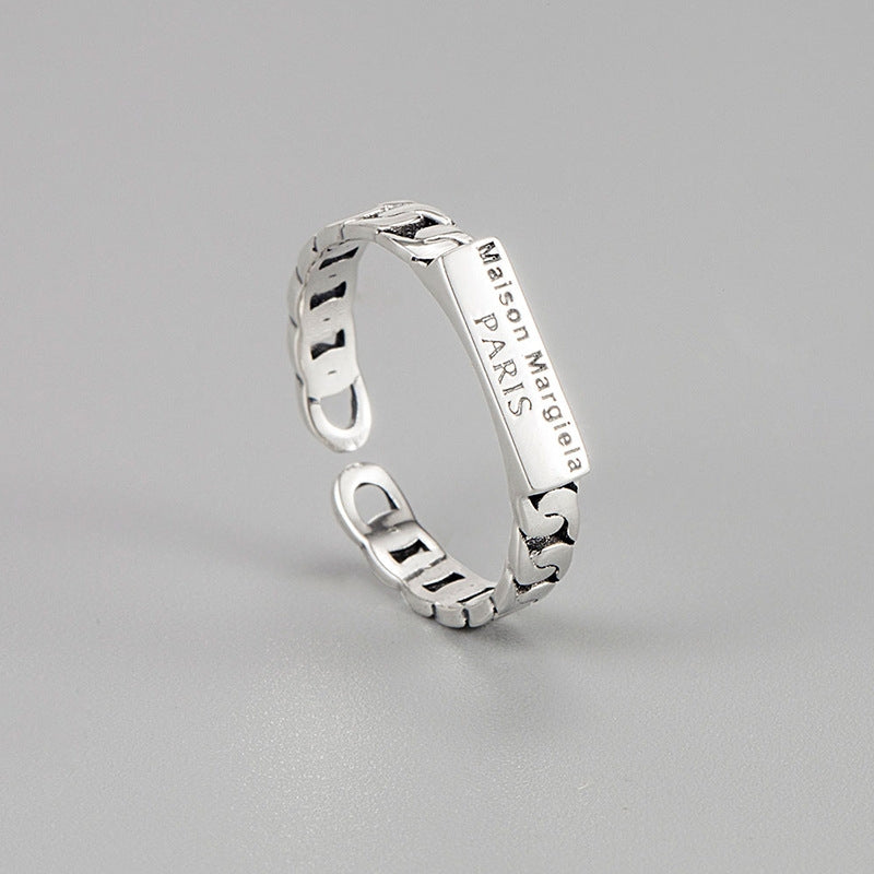 Simple Style Vintage Letter Sterling Silver Rings for Women