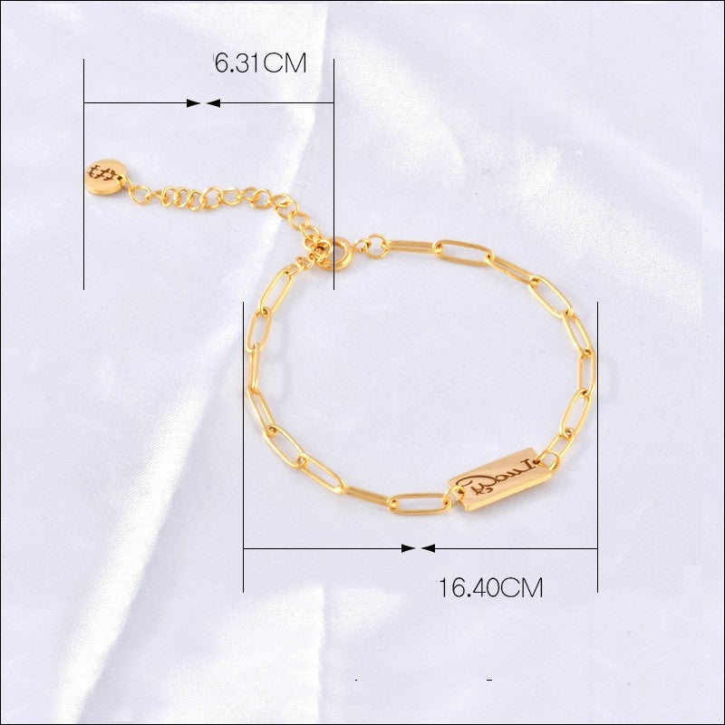 Simple Style Lucky Letter Titanium Steel Chain Bracelet 18K Gold Plated