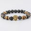 Lion Head Natural Stone Beaded Men's Bracelet