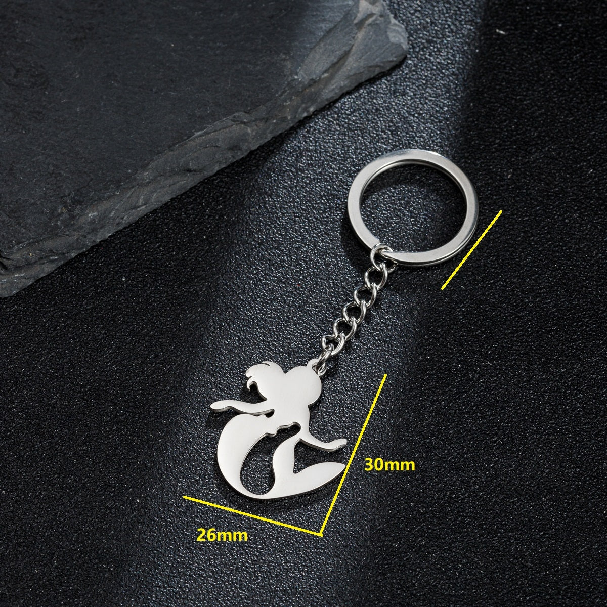 Simple Mermaid and Butterfly Fairy Stainless Steel Keychain Pendant