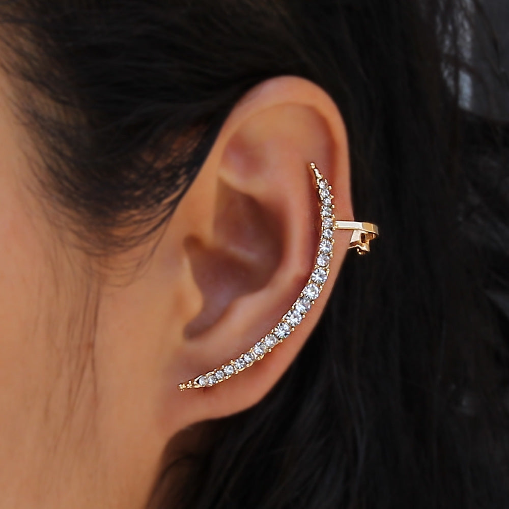 Simple Crescent Moon Rhinestone Inlay Women's Ear Cuff