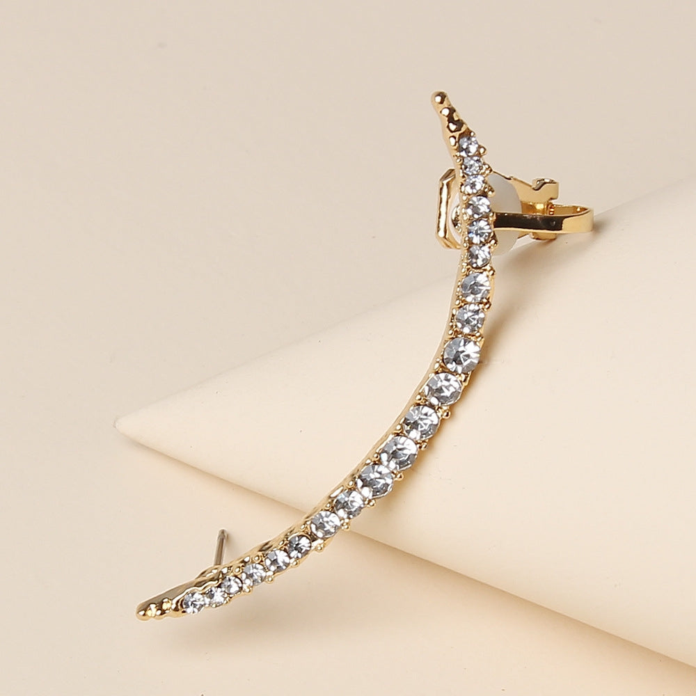 Simple Crescent Moon Rhinestone Inlay Women's Ear Cuff