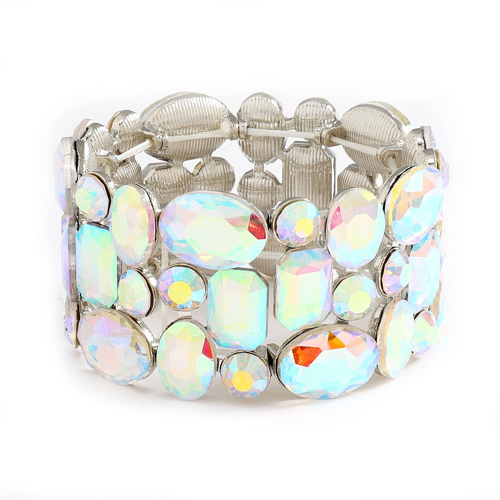 Simple Style Colorful Crystal Glass Rhinestone Alloy Bracelets