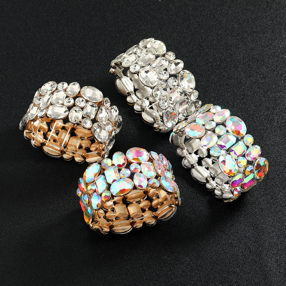 Simple Style Colorful Crystal Glass Rhinestone Alloy Bracelets