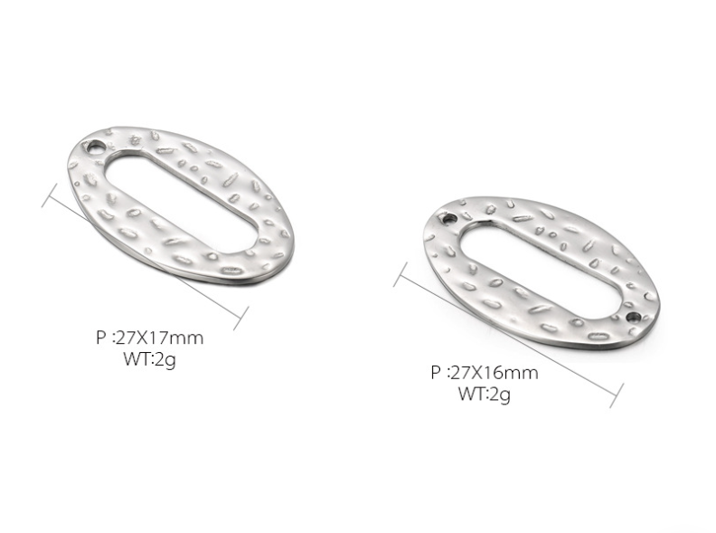 Oval Stainless Steel Jewelry Accessories with Irregular Concave Dot Pattern and Titanium Steel Hardware