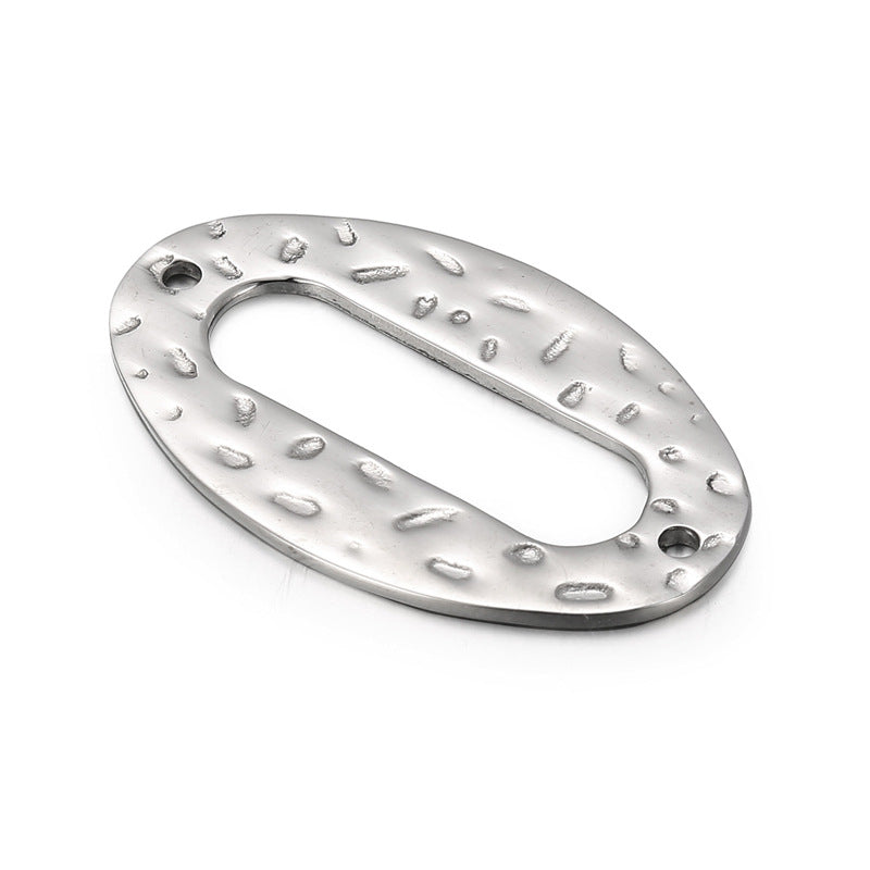 Oval Stainless Steel Jewelry Accessories with Irregular Concave Dot Pattern and Titanium Steel Hardware