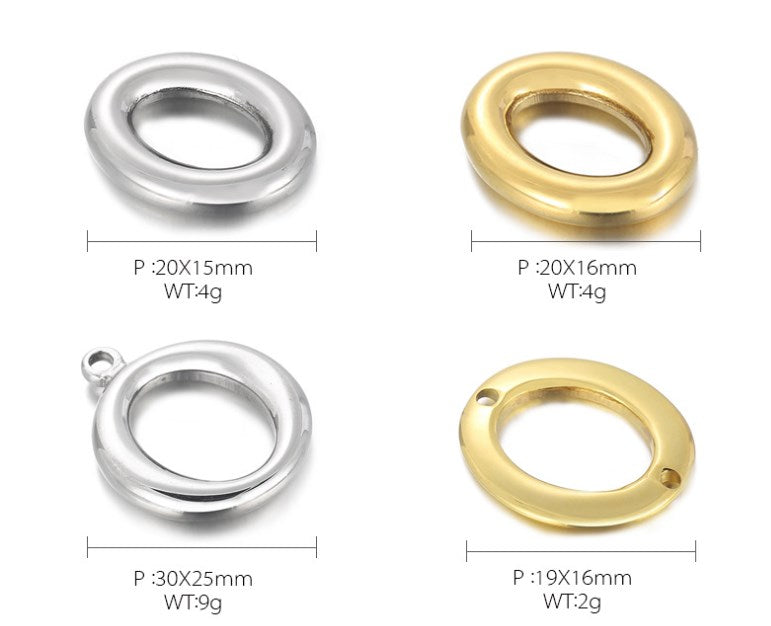 Oval and Round Stainless Steel Hollow Jewelry Accessories for DIY Necklaces, Earrings, Rings, and Pendants