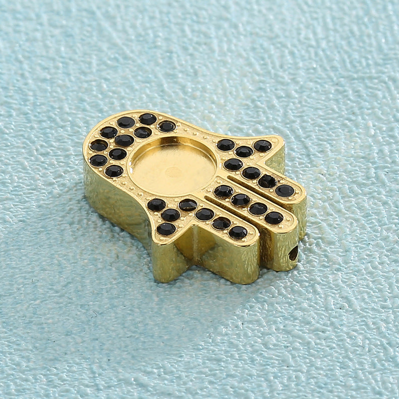 Stainless Steel Micro-Inlaid Zircon Palm-Shaped Jewelry Pendant Accessories