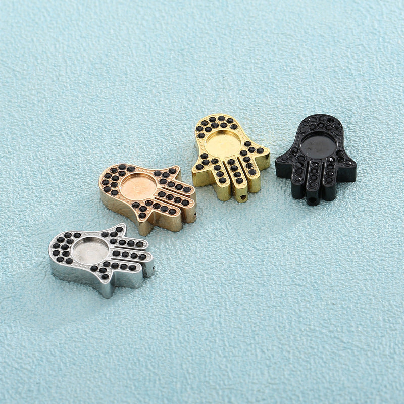Stainless Steel Micro-Inlaid Zircon Palm-Shaped Jewelry Pendant Accessories
