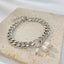 Simple Style Luxurious Titanium Steel Freshwater Pearl Cuban Chain Bracelet for Women