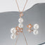 Simple Clover Pearl Jewelry Set - Women's Necklace and Earrings