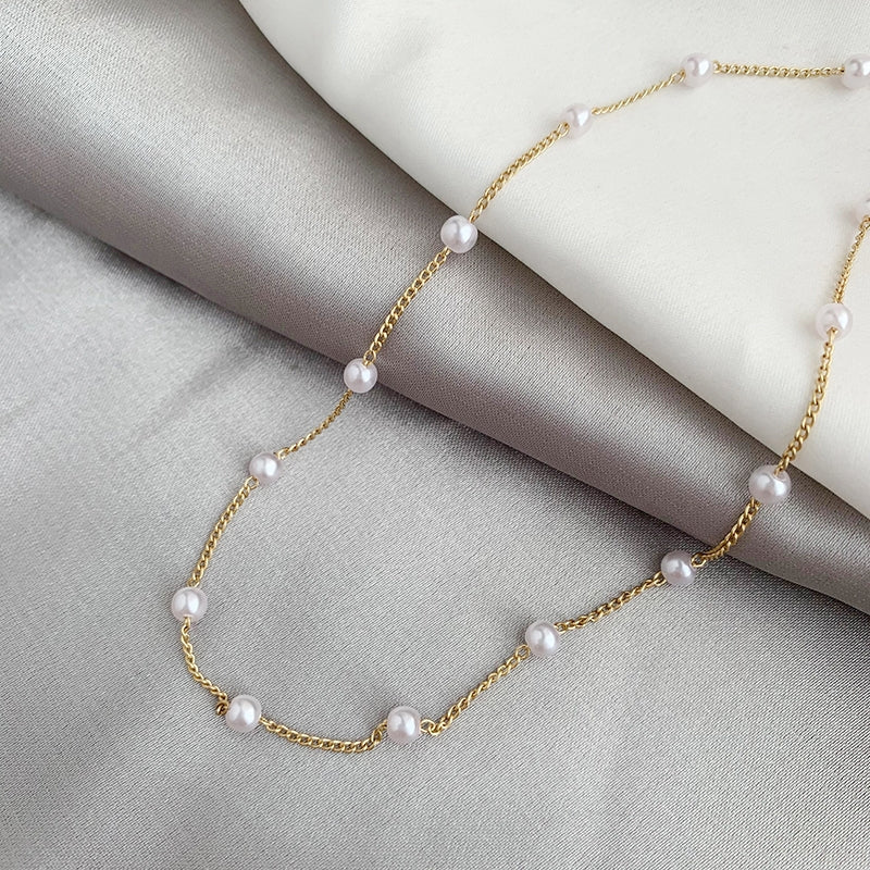 Simple Style Pearl Alloy Women's Choker Necklace