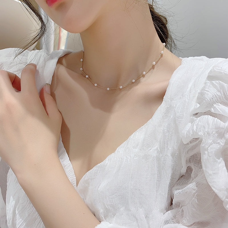 Simple Style Pearl Alloy Women's Choker Necklace