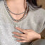 Elegant Gray Pearl Acrylic Beaded Women's Necklace