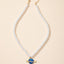 Simple Style Mixed Materials Pearl and Blue Planet Pendant Necklace