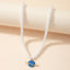 Simple Style Mixed Materials Pearl and Blue Planet Pendant Necklace